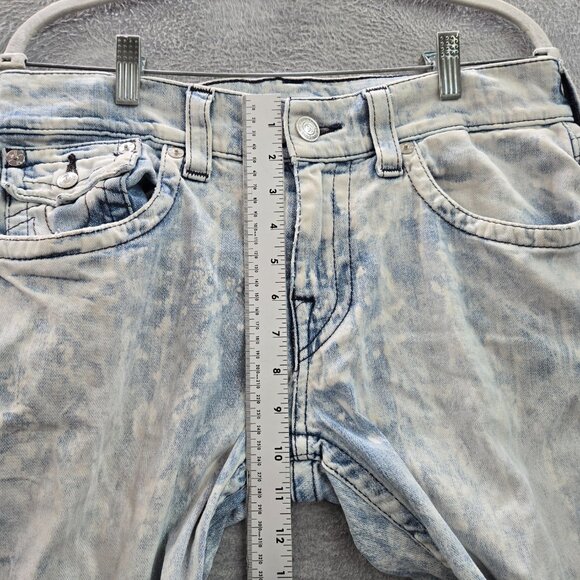 True Religion Men Jeans 32‎ Blue Acid Wash Skinny Denim Mid Rise 33" Inseam - Picture 3 of 12